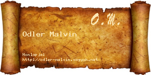 Odler Malvin névjegykártya